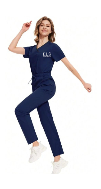 Uniform Home Health Aide - Navy Blue Embroidered - Shirt and Pants