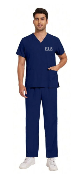 Uniform Home Health Aide - Navy Blue Embroidered - Shirt and Pants